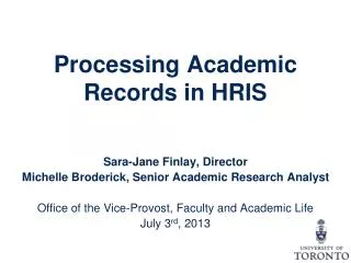 Processing Academic Records in HRIS