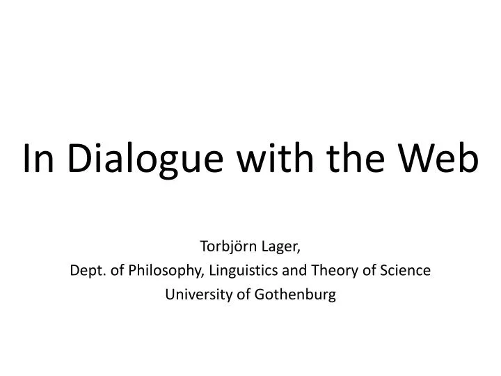 in dialogue with the web