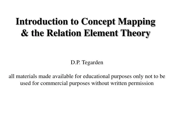 introduction to concept mapping the relation element theory