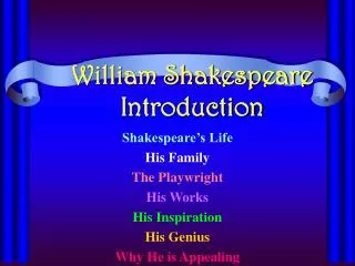 William Shakespeare Introduction