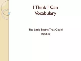 I Think I Can Vocabulary