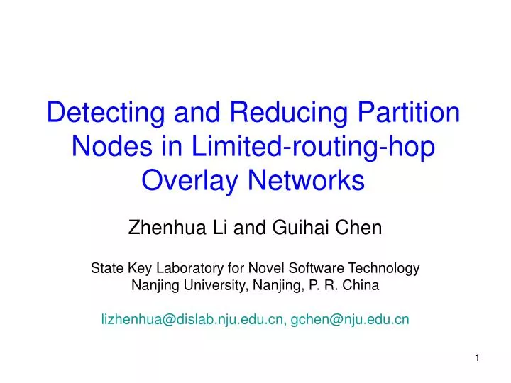 detecting and reducing partition nodes in limited routing hop overlay networks