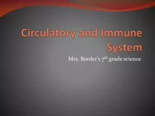 Circulatory and Immune System