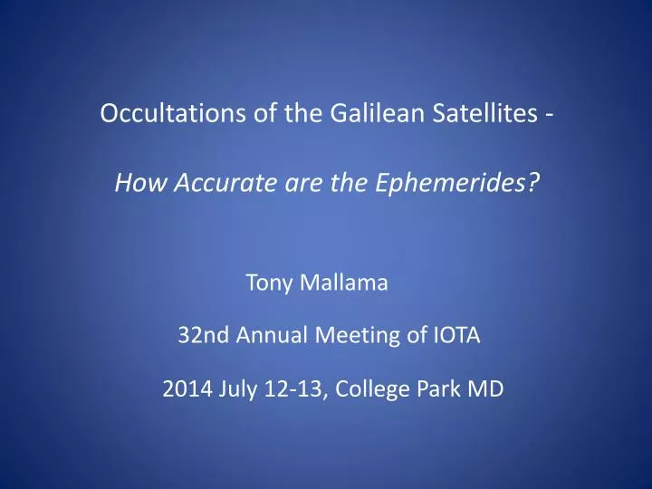 occultations of the galilean satellites how accurate are the ephemerides