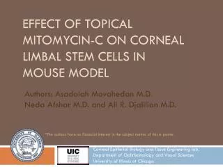 effect of topical mitomycin -c on corneAl limbal stem cells in mouse model