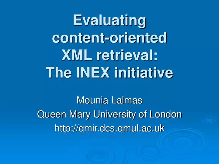 evaluating content oriented xml retrieval the inex initiative