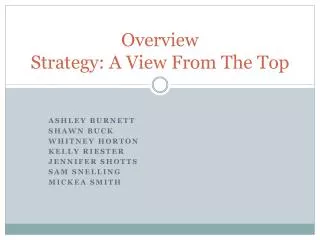 Overview Strategy: A View From The Top