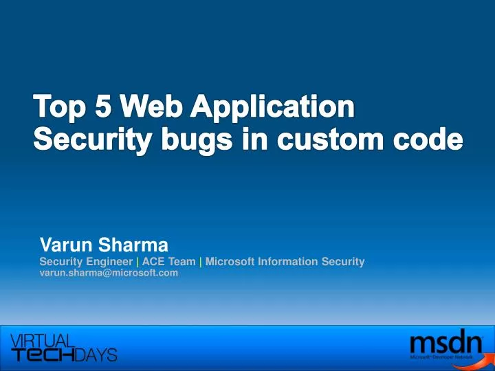 top 5 web application security bugs in custom code