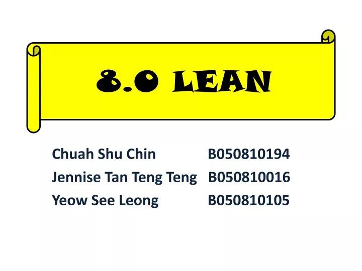 chuah shu chin b050810194 jennise tan teng teng b050810016 yeow see leong b050810105