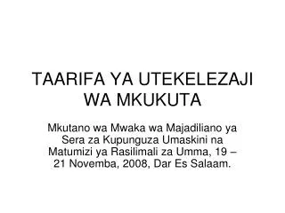 taarifa ya utekelezaji wa mkukuta