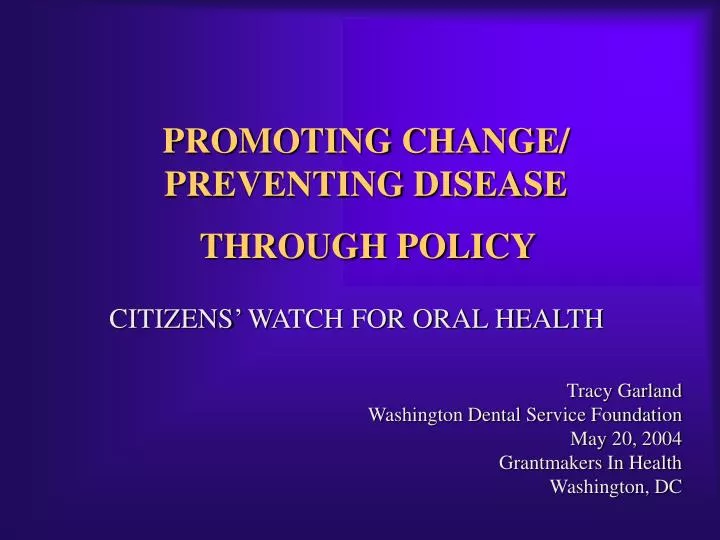 promoting change preventing disease