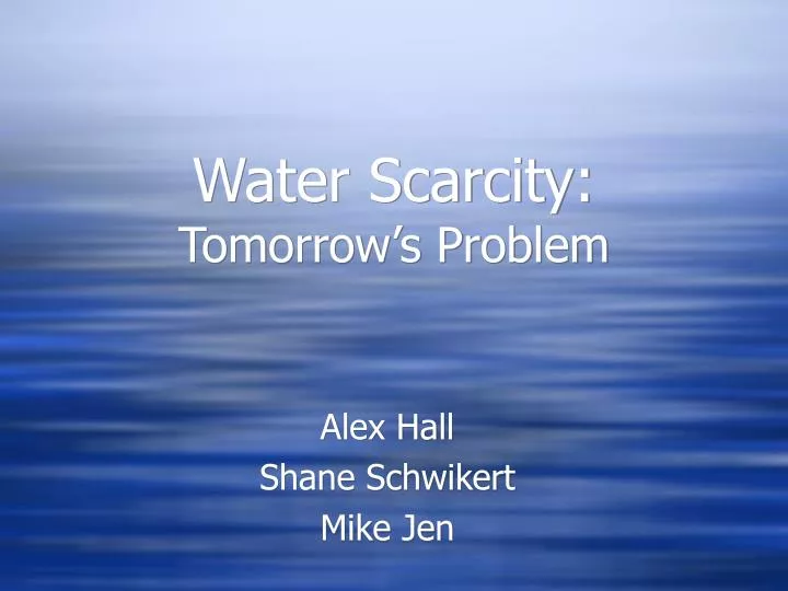 water scarcity tomorrow s problem