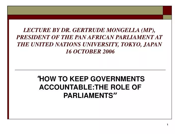 how to keep governments accountable the role of parliaments