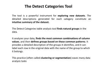The Detect Categories Tool