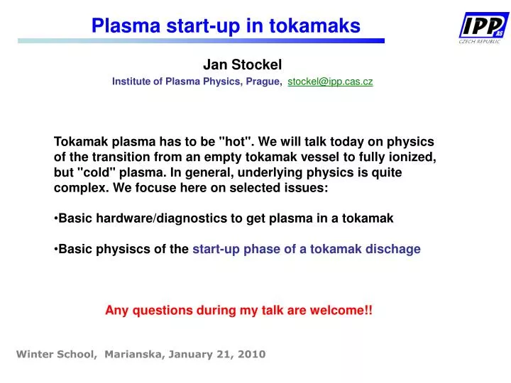 plasma start up in tokamaks