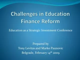 Challenges in Education Finance Reform