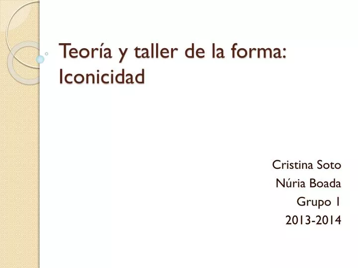 teor a y taller de la forma iconicidad