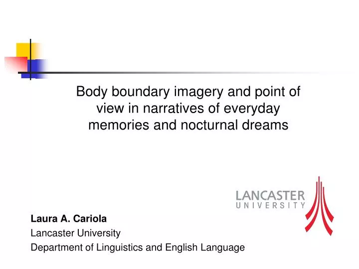 laura a cariola lancaster university department of linguistics and english language