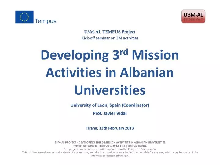 developing 3 rd mission activities in albanian universities