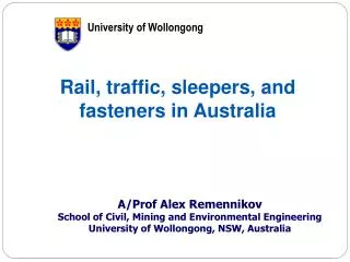 Rail, traffic, sleepers, and fasteners in Australia