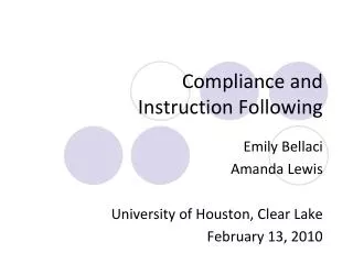 Compliance and Instruction Following