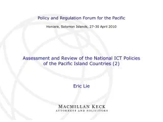 Assessment and Review of the National ICT Policies of the Pacific Island Countries (2)