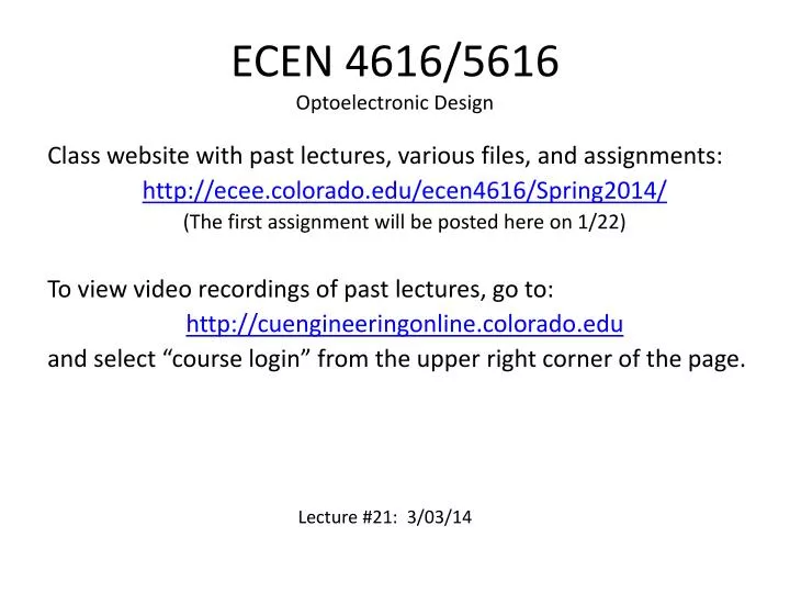 ecen 4616 5616 optoelectronic design