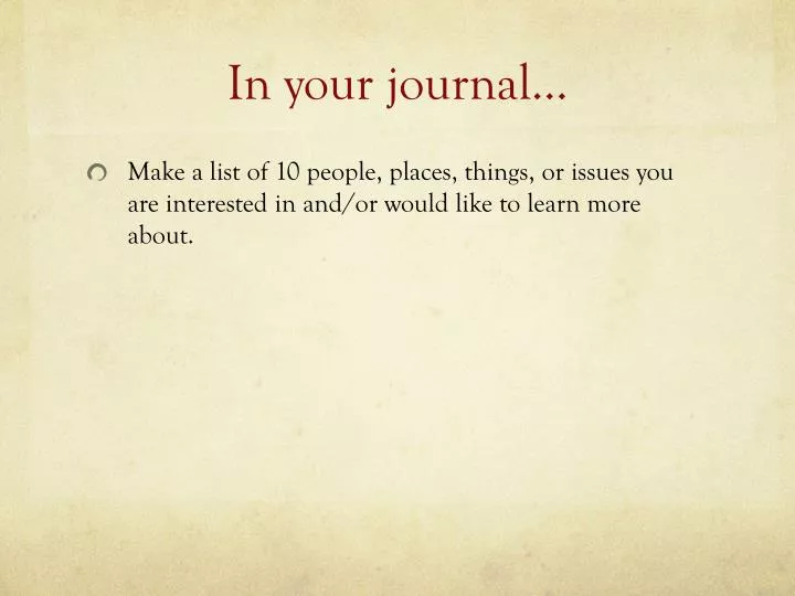 in your journal