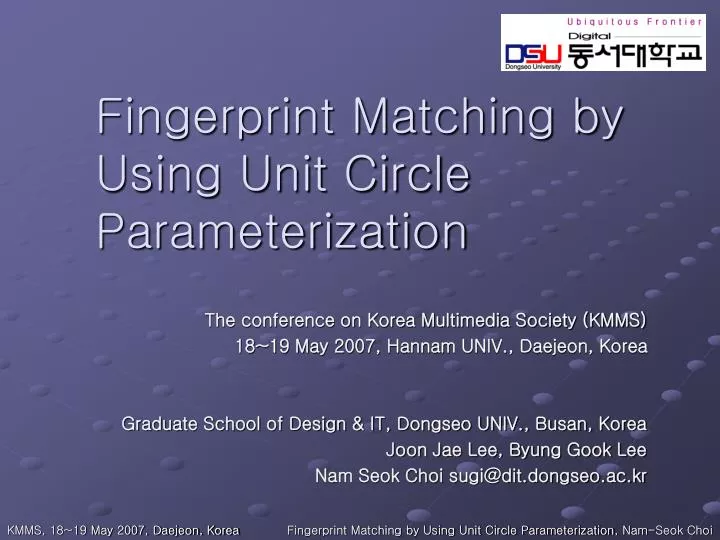 fingerprint matching by using unit circle parameterization