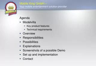 Mobile King GmbH – Y our mobile entertainment solution provider