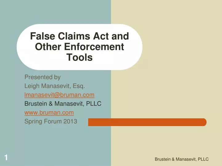 false claims act and other enforcement tools