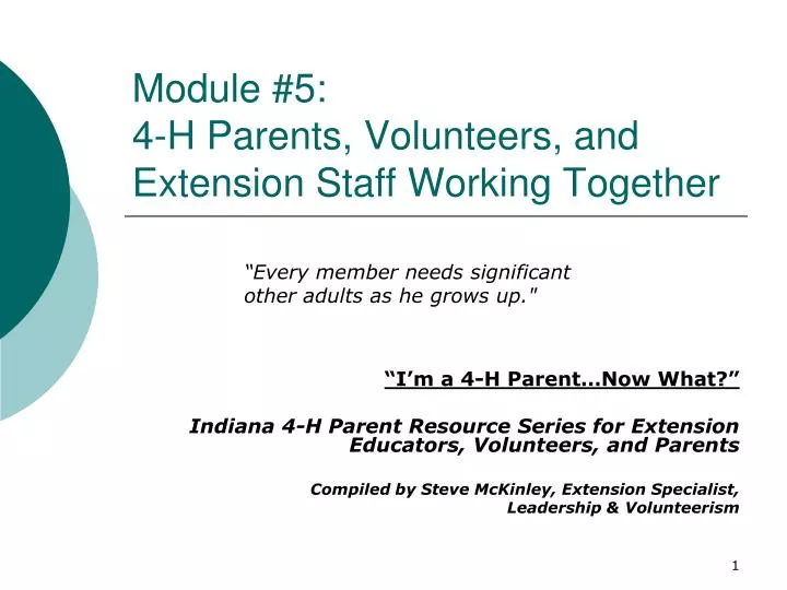 module 5 4 h parents volunteers and extension staff working together