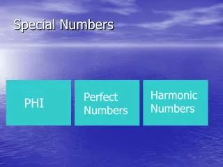 Special Numbers
