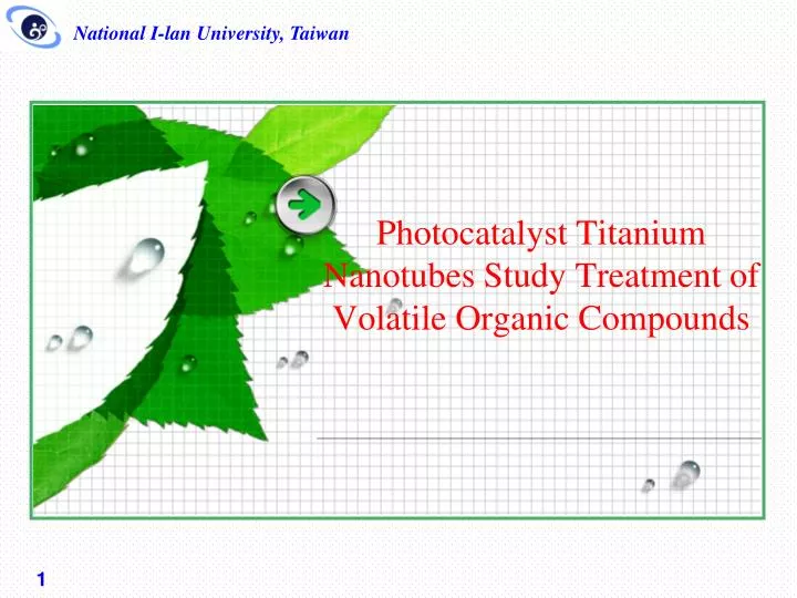 photocatalyst titanium nanotubes study treatmen t of volatile organic compounds