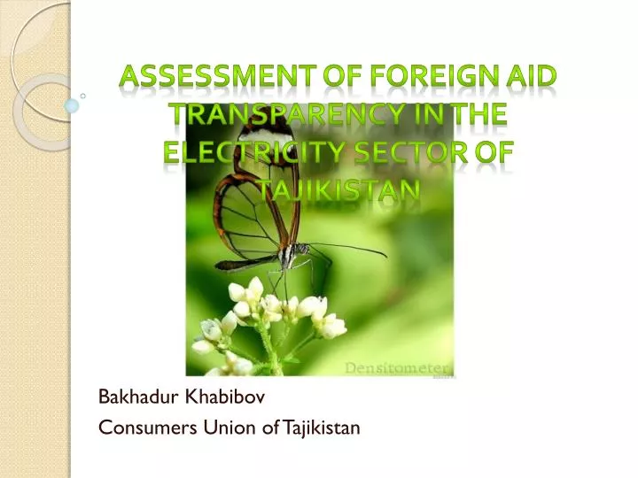 assessment of foreign aid transparency in the electricity sector of tajikistan