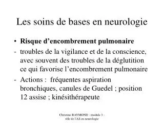les soins de bases en neurologie