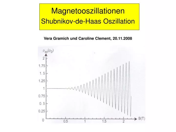 magnetooszillationen shubnikov de haas oszillation vera gramich und caroline clement 20 11 2008