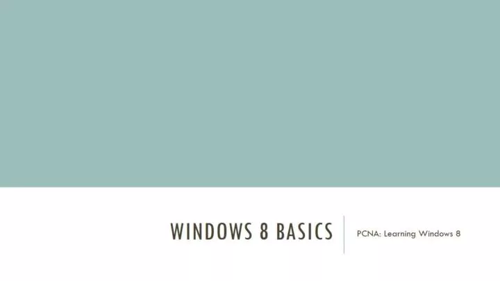 windows 8 basics