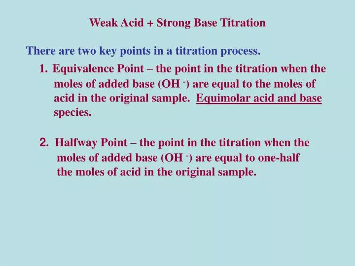 weak acid strong base titration