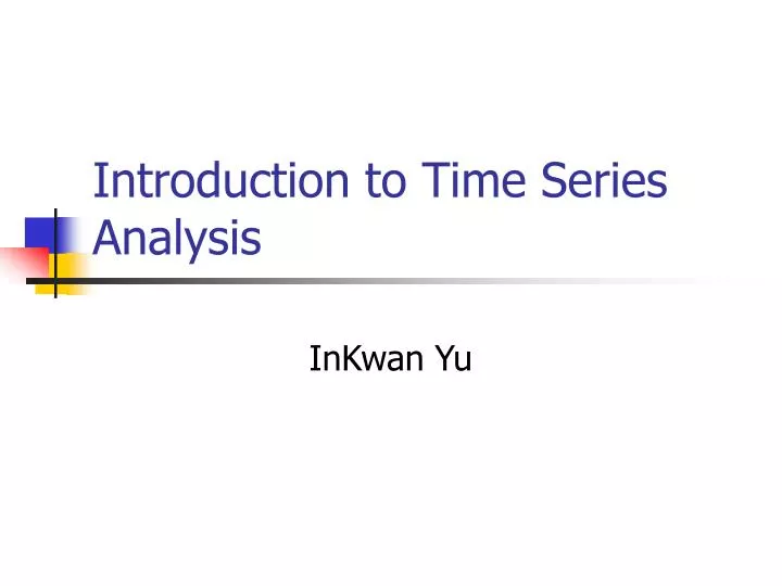 introduction to time series analysis