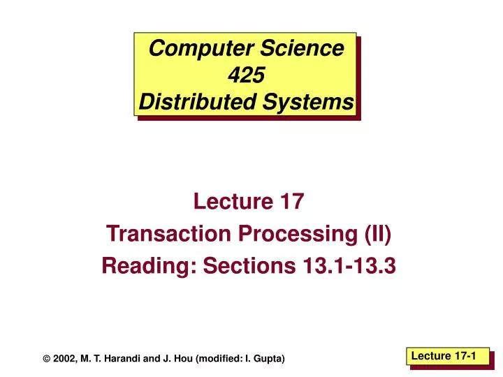 computer science 425 distributed systems