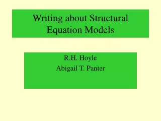 Writing about Structural Equation Models