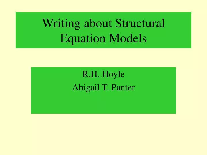 writing about structural equation models
