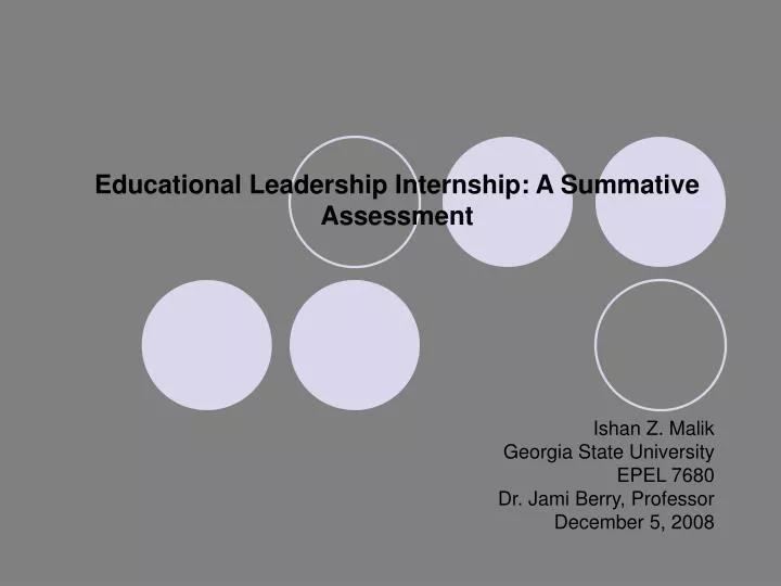 educational leadership internship a summative assessment