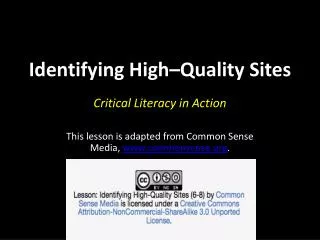 Identifying High–Quality Sites