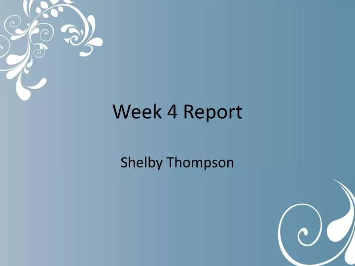 week 4 report