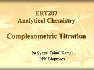 ERT207 Analytical Chemistry Complexometric Titration