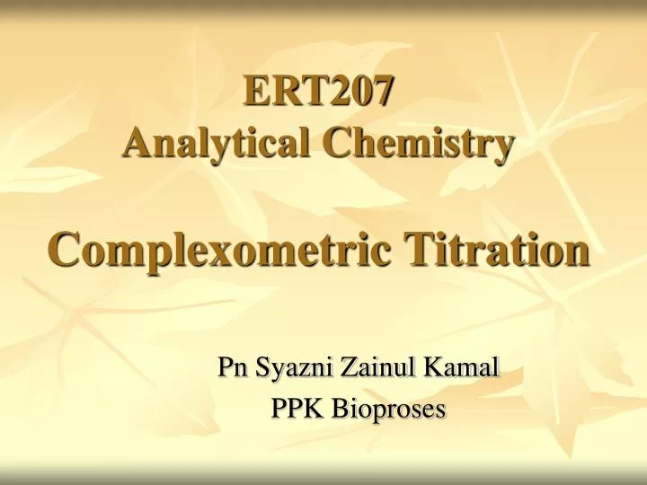 ert207 analytical chemistry complexometric titration
