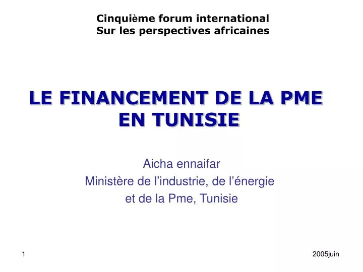 le financement de la pme en tunisie