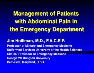 Management of Patients with Abdominal Pain in the Emergency Department